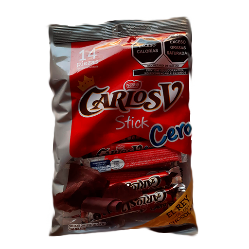 CHOC NESTLE CARLOS V STICK SIN AZUCAR 20/14 PZS