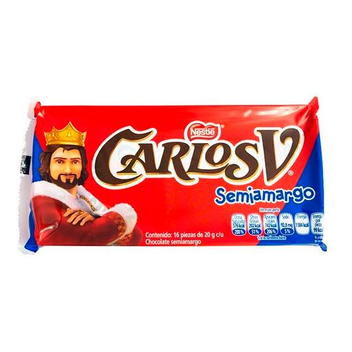 CHOC NESTLE CARLOS V SEMIAMARGO 26/16 PZS