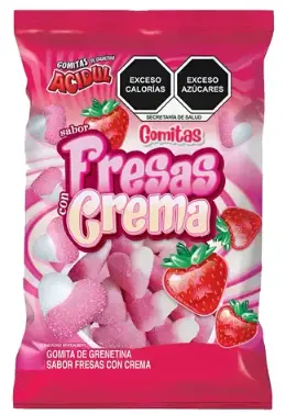 GOMA ACIDUL CORAZONES FRESA CON CREMA 10/1 KG