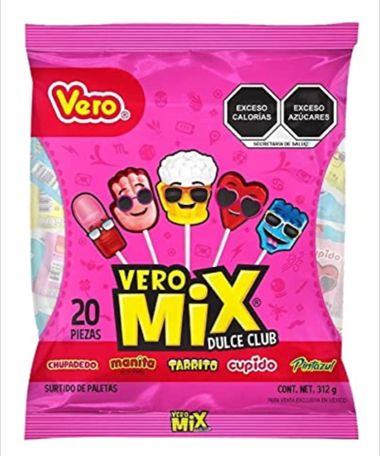PALETA VERO PAQUETE MIX DULCE 20/20 PZS